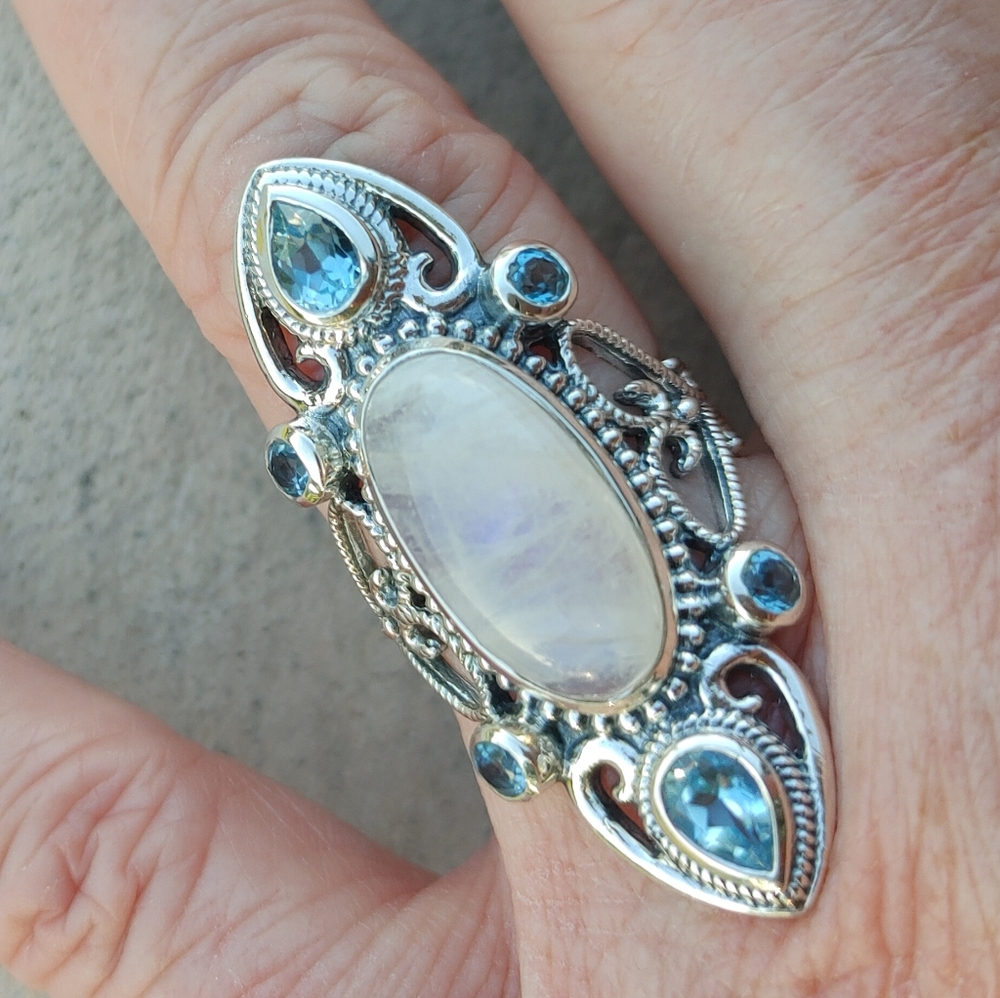 Moonstone & London Blue Topaz in 925 Solid Sterling Silver (7)
